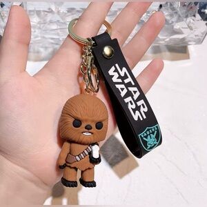 Star Wars Chewbacca Brown Silicone Keychain with Black Logo Strap